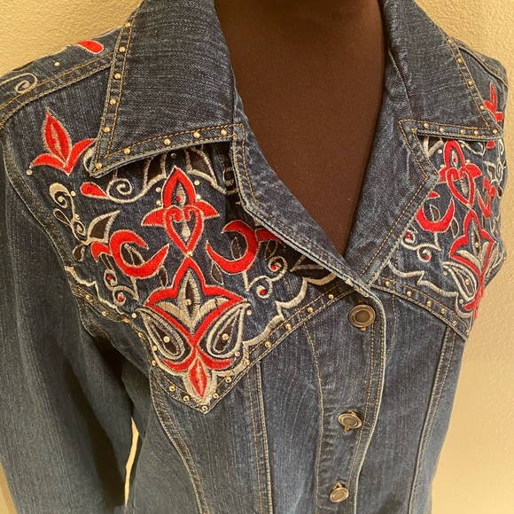 Vintage Gordon James embroidered denim jacket Sz M - Picture 3 of 6